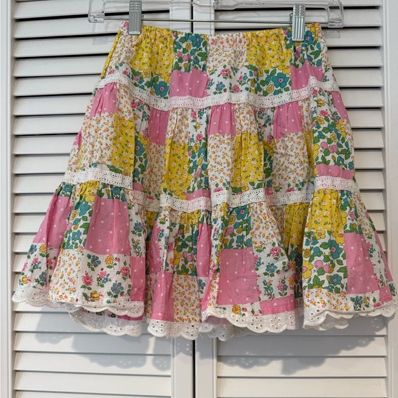 Mini Boden Colorful Patchwork Skirt - Pink, Yellow, Green - Picture 4 of 8